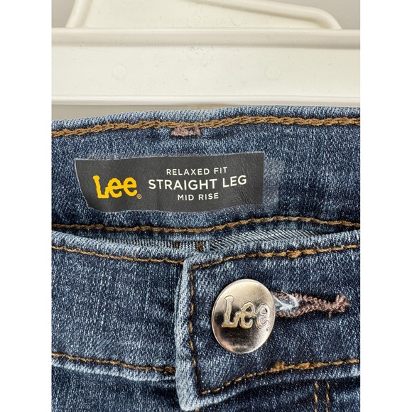 Lee Womens Relaxed Fit Straight Leg Mid Rise Jeans Dark Wash Size 14 - Picture 2 of 5